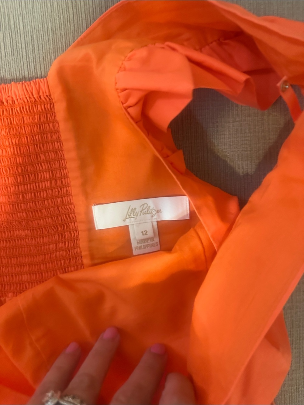 Lilly Pulitzer Neon Orange Ruffle Strap Peplum Camisole - Picture 2 of 3